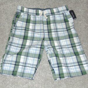 Nautica shorts Boys size XL 18/20 Elastic Waist Cotton Multicolor Plaid Flat